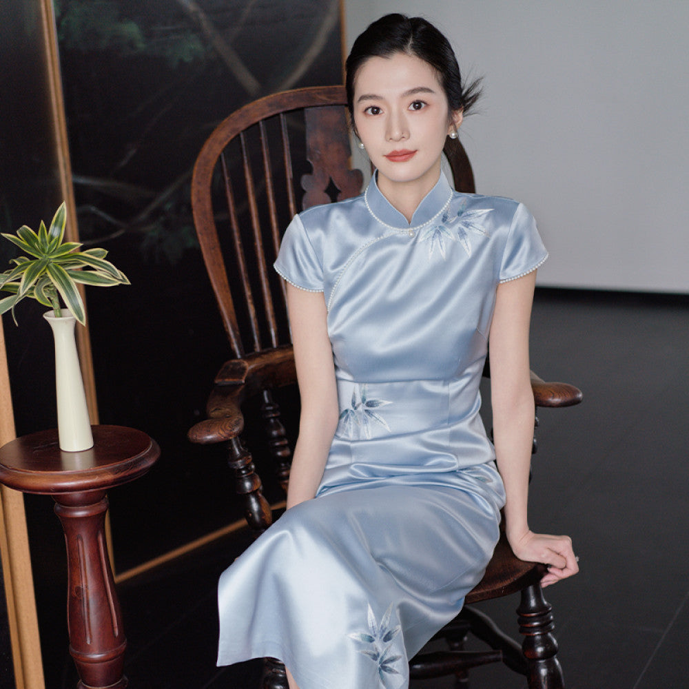ASAYA4331 - “Bamboo Shadow” Embroidered Cheongsam Dress 💠💙