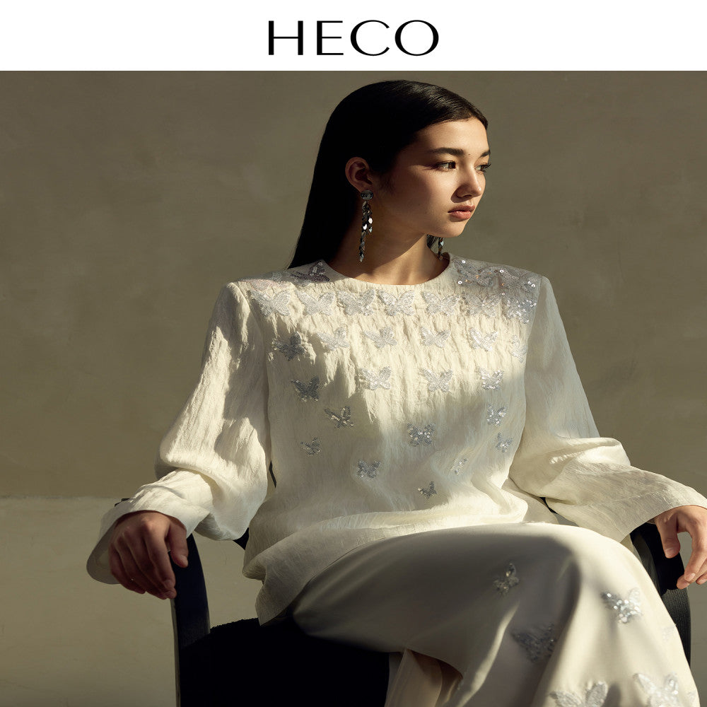 HECO Yiluodiemeng New Chinese style acetate butterfly embroidery high waist straight skirt for women in autumn image 31