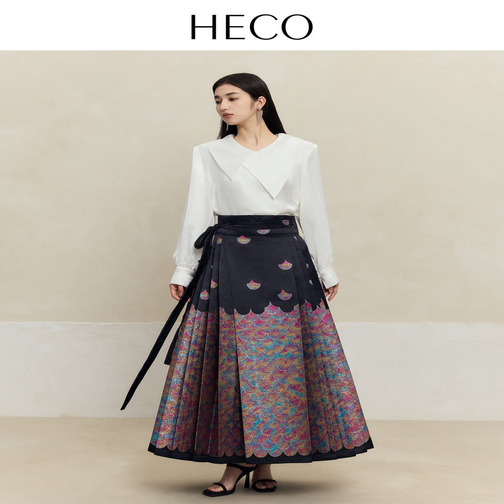 HECO Cang Hai Mermaid New Chinese style autumn new mermaid scale yarn dyed horse face skirt for women image 3