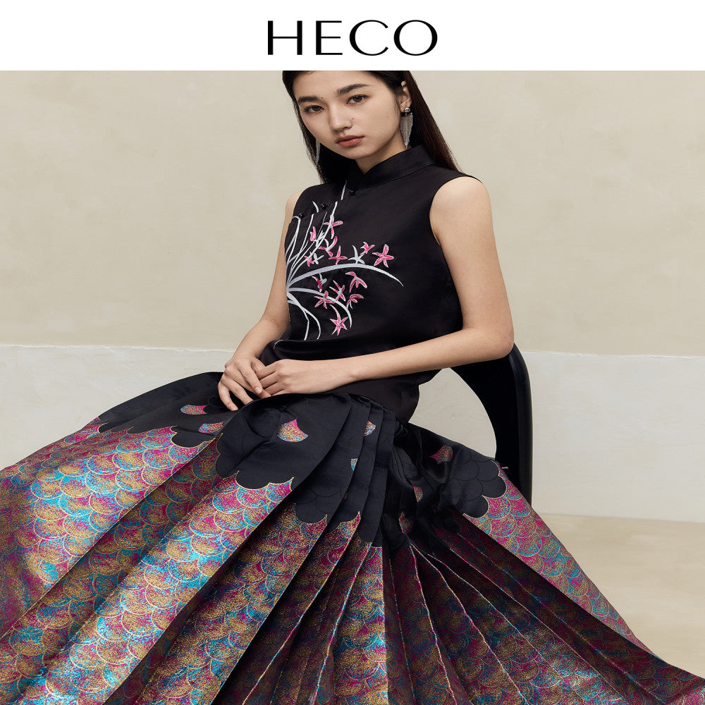 HECO Cang Hai Mermaid New Chinese style autumn new mermaid scale yarn dyed horse face skirt for women image 4