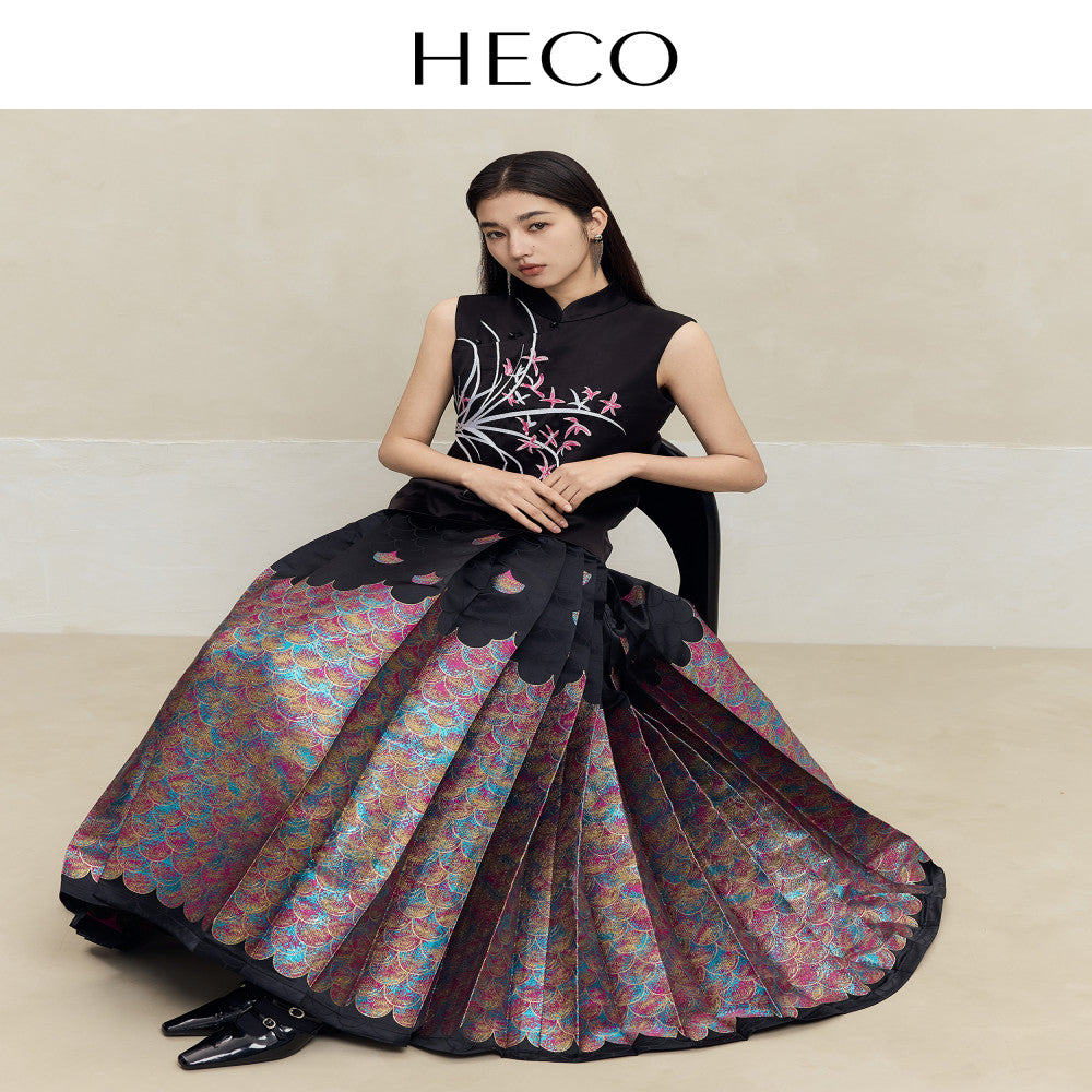 HECO Cang Hai Mermaid New Chinese style autumn new mermaid scale yarn dyed horse face skirt for women image 0