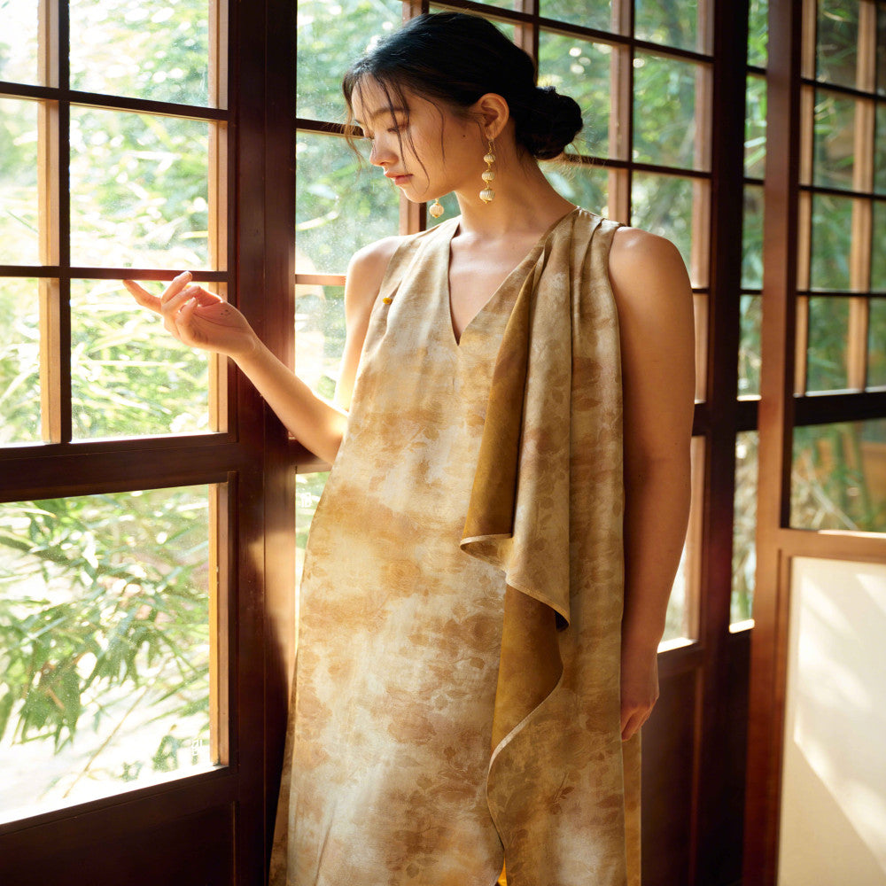 New Chinese style dress with a swinging collar and sleeveless vest tie dye retro artistic Zen style blended long skirt image 5