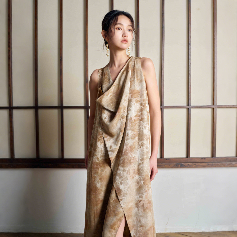 New Chinese style dress with a swinging collar and sleeveless vest tie dye retro artistic Zen style blended long skirt image 15