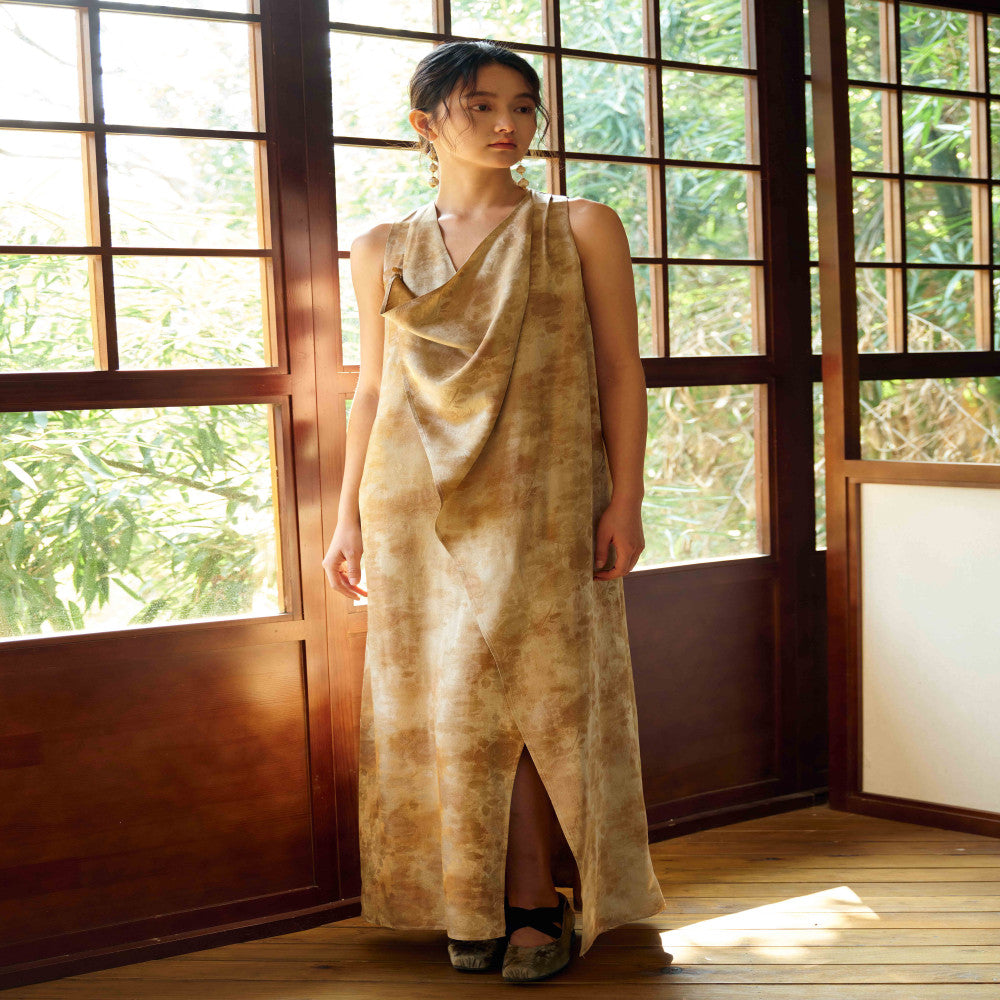 New Chinese style dress with a swinging collar and sleeveless vest tie dye retro artistic Zen style blended long skirt image 20