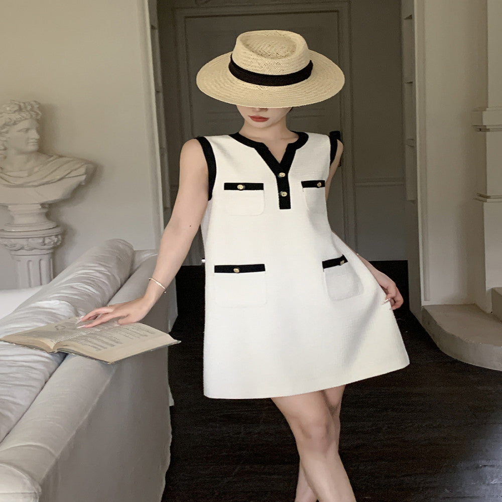 Ft Guoge Little Fragrant Skirt 2025 Summer New Style French Covered Rice White Sleeveless Tank Top Short Skirt image 1