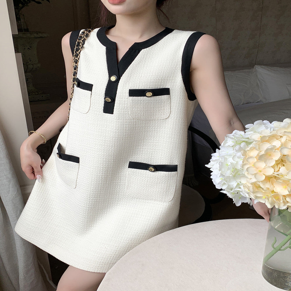 Ft Guoge Little Fragrant Skirt 2025 Summer New Style French Covered Rice White Sleeveless Tank Top Short Skirt image 5