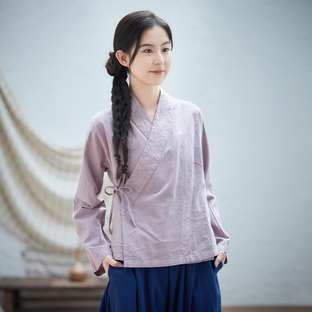 Summer new cotton linen linen top for women Chinese style improved Hanfu Chinese style tea suit 21 pieces W1359 image 0