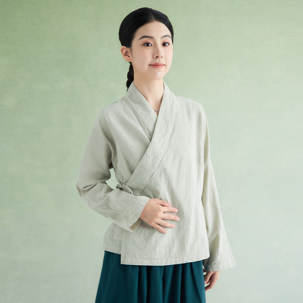 Summer new cotton linen linen top for women Chinese style improved Hanfu Chinese style tea suit 21 pieces W1359 image 22