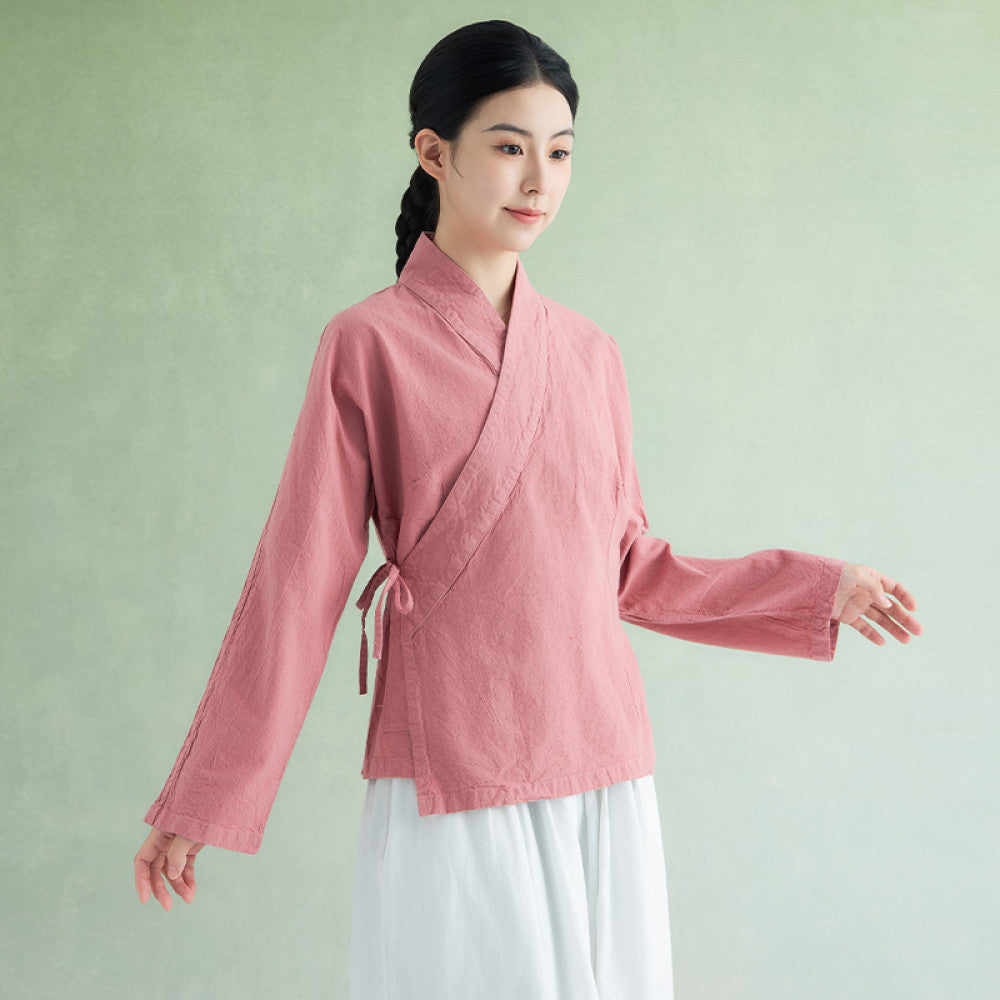 Summer new cotton linen linen top for women Chinese style improved Hanfu Chinese style tea suit 21 pieces W1359 image 29