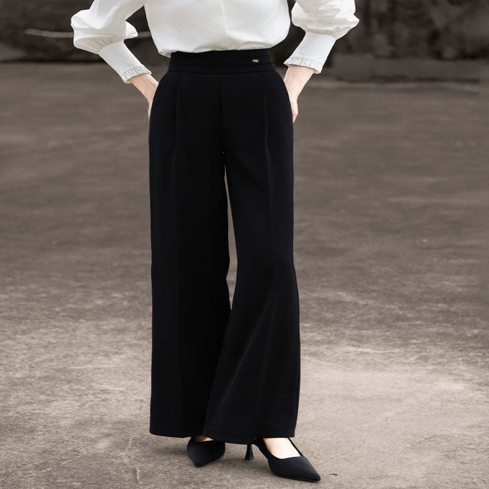 Lanser 2025 Autumn New Style Commuting Casual Suit Pants High Waist Drop Black Wide Leg Pants for Women image 3