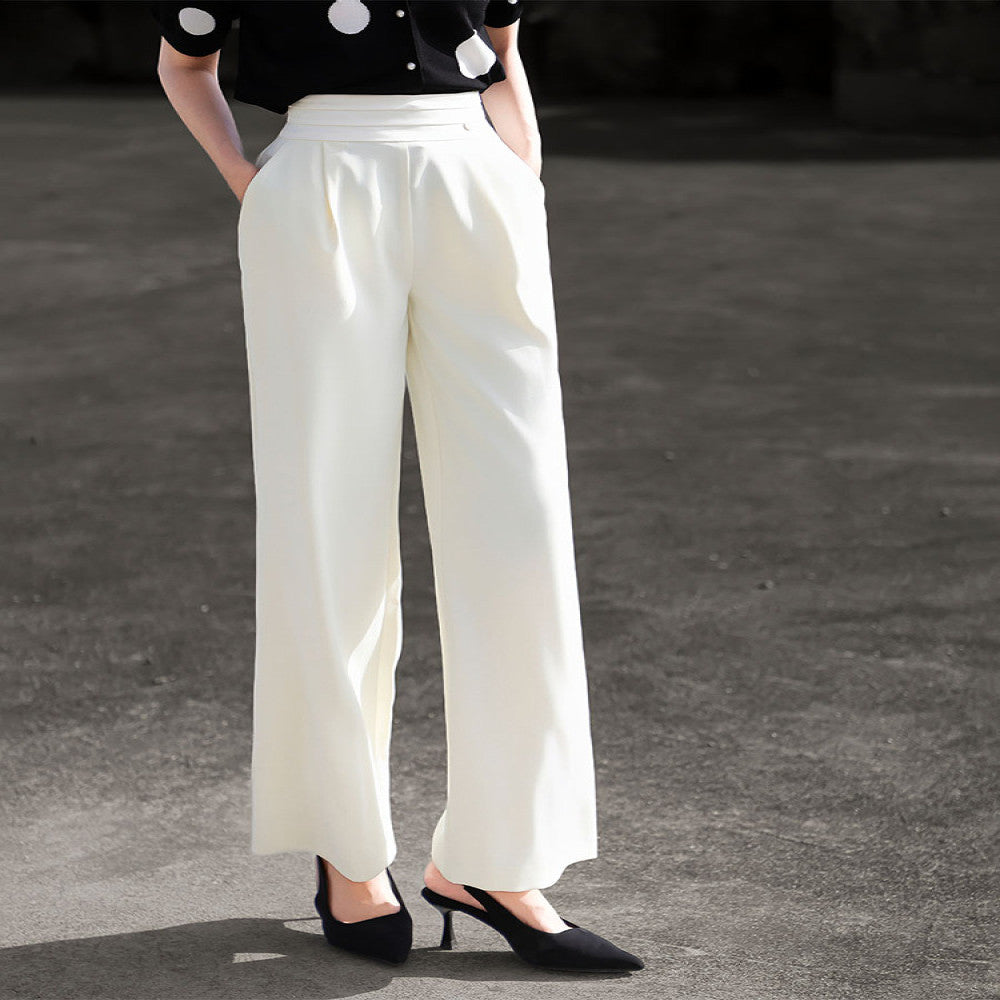 Lanser 2025 Autumn New Style Commuting Casual Suit Pants High Waist Drop Black Wide Leg Pants for Women image 5