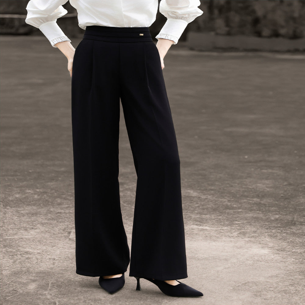 Lanser 2025 Autumn New Style Commuting Casual Suit Pants High Waist Drop Black Wide Leg Pants for Women image 6