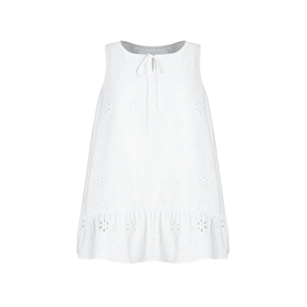 Fano high end hollow embroidery ruffled lace up vest dress summer 2025 new petite image 9