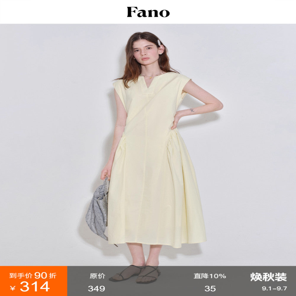 Fano streamlined main style versatile daily wear with curved dividing lines small V neck dress summer women s 2025 new style image 1
