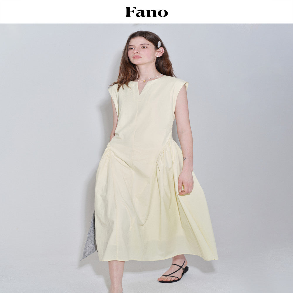 Fano streamlined main style versatile daily wear with curved dividing lines small V neck dress summer women s 2025 new style image 3