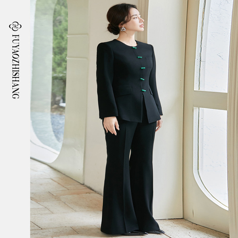 FUYAO Fuyao Chinese style set for women s high end fashion 2025 autumn new style new Chinese style black buckle formal wear image 5