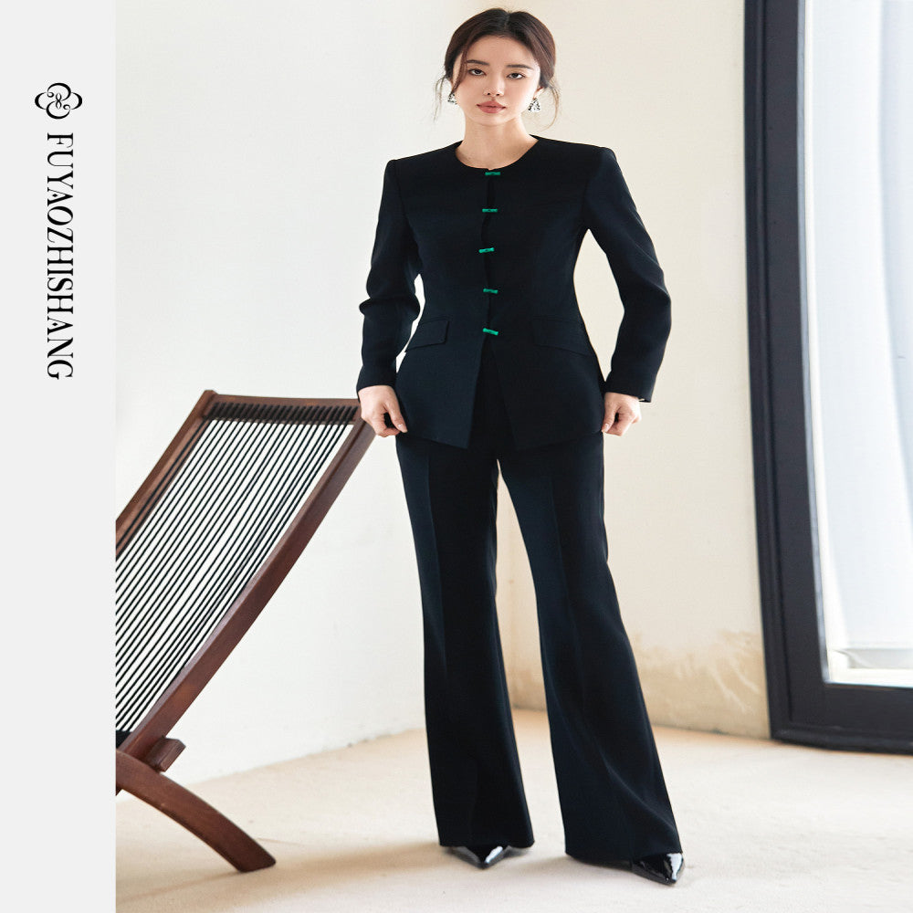 FUYAO Fuyao Chinese style set for women s high end fashion 2025 autumn new style new Chinese style black buckle formal wear image 0