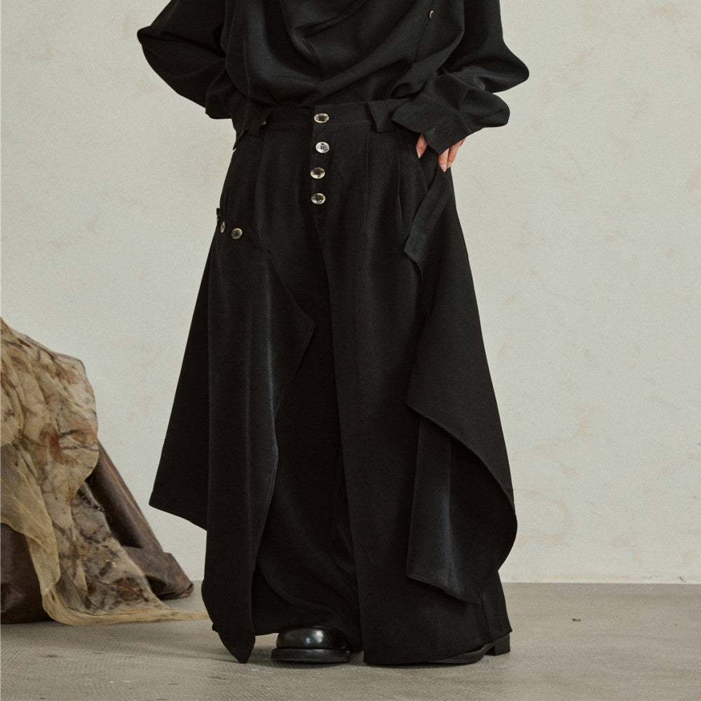 SUNYVONNE niche design sense Yamamoto style dark irregular multi piece wide leg pants fashionable pants skirt image 13
