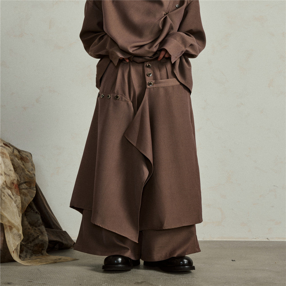 SUNYVONNE niche design sense Yamamoto style dark irregular multi piece wide leg pants fashionable pants skirt image 14