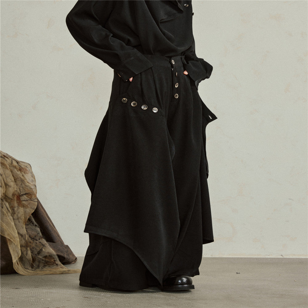 SUNYVONNE niche design sense Yamamoto style dark irregular multi piece wide leg pants fashionable pants skirt image 15