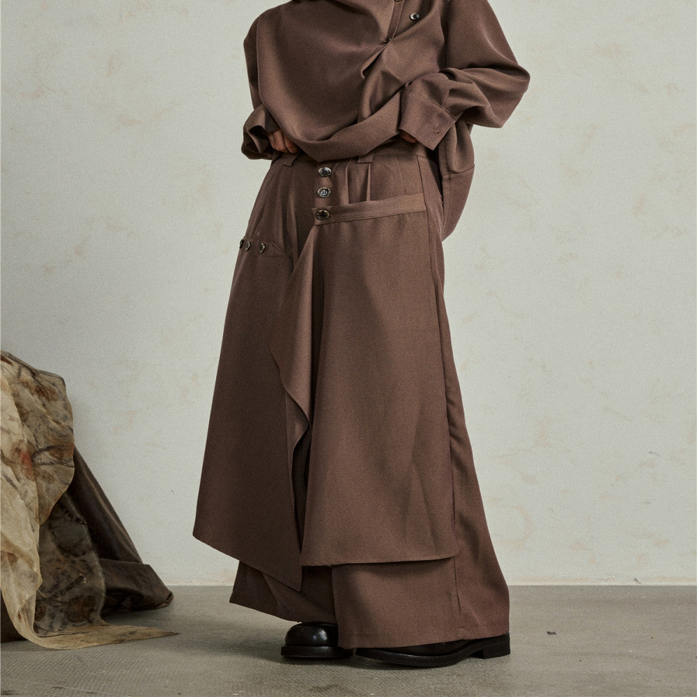 SUNYVONNE niche design sense Yamamoto style dark irregular multi piece wide leg pants fashionable pants skirt image 16