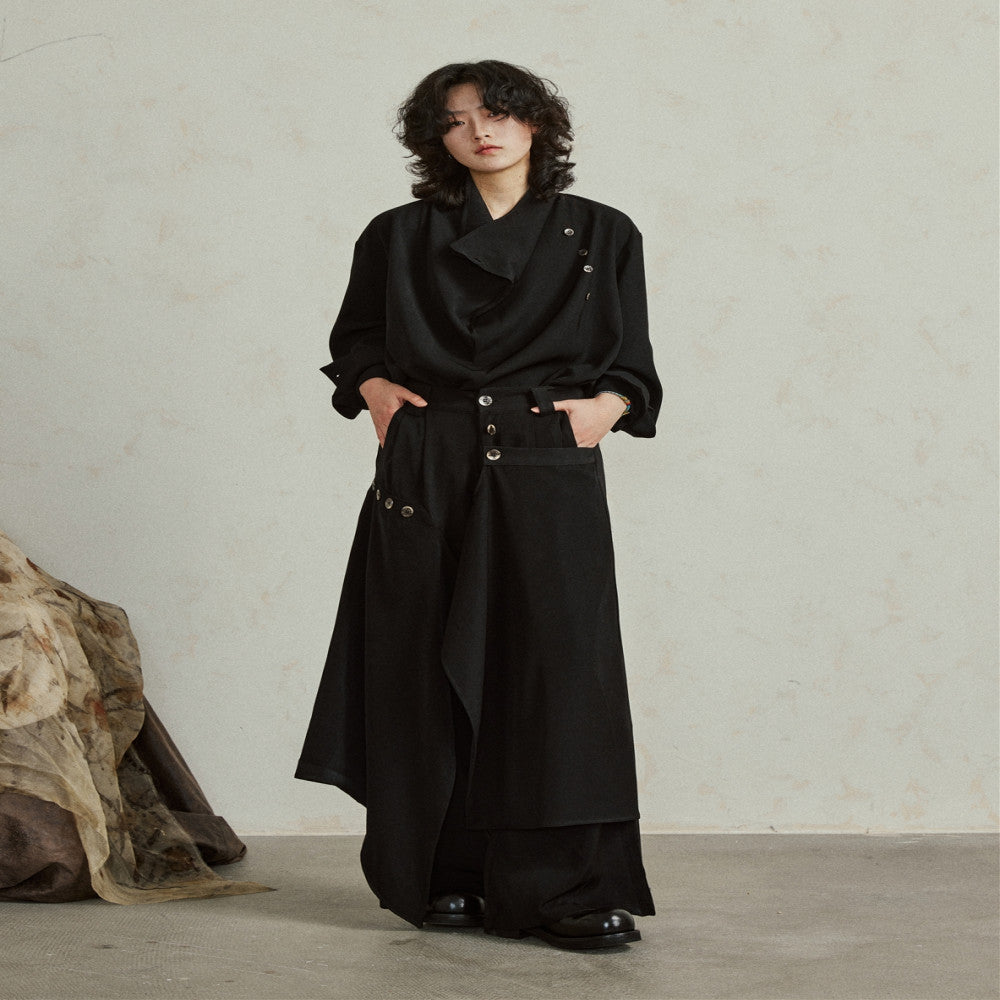 SUNYVONNE niche design sense Yamamoto style dark irregular multi piece wide leg pants fashionable pants skirt image 17