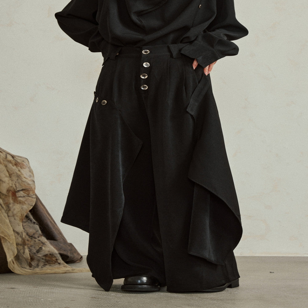 SUNYVONNE niche design sense Yamamoto style dark irregular multi piece wide leg pants fashionable pants skirt image 6