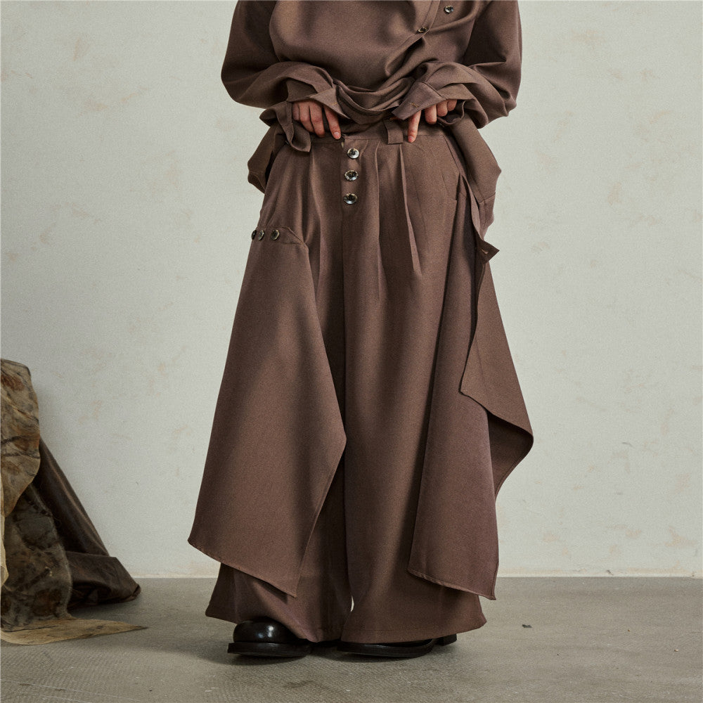 SUNYVONNE niche design sense Yamamoto style dark irregular multi piece wide leg pants fashionable pants skirt image 8