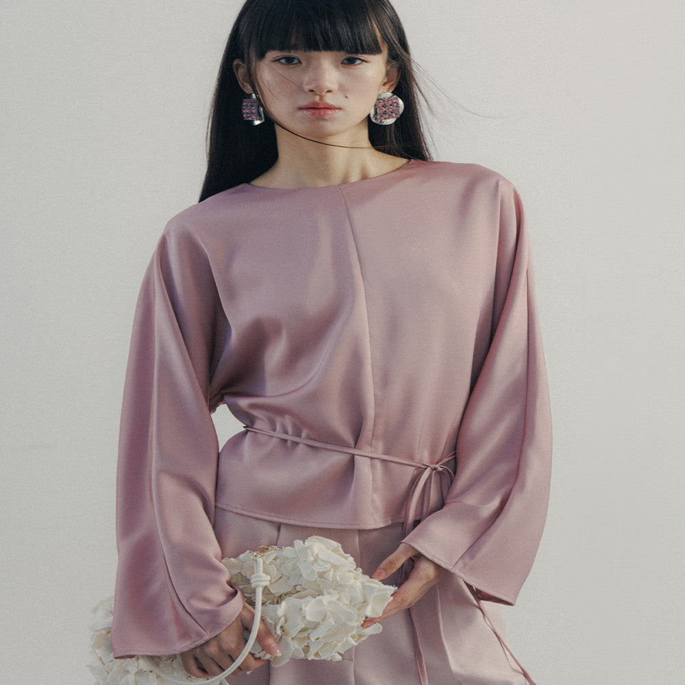 SOTHEMOS 25 Spring Fashionable Minimalist Row Style 2 Color Satin French Retro Design Long Sleeve Shirt image 1