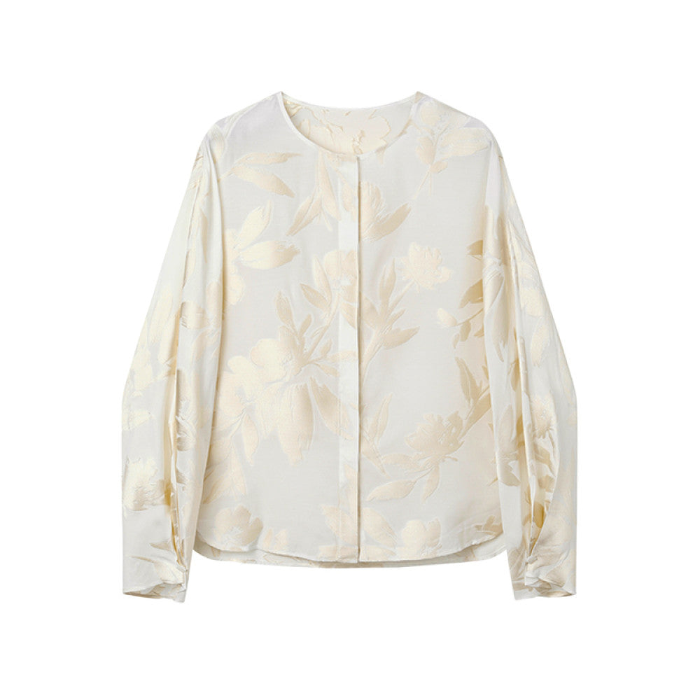 Ruyi Lian Yun Shang Li Jianhua Round Neck Shirt for Women New Chinese Style Chinese Style Retro Jacquard Jade Button Top image 12