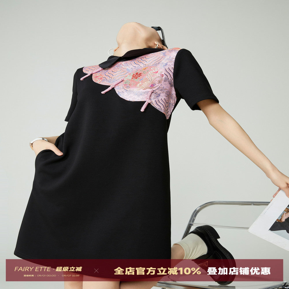 New Chinese style jacquard buckle short sleeved dress for women in spring and summer 2025 new high end Chinese style heavy industry casual dress image 1