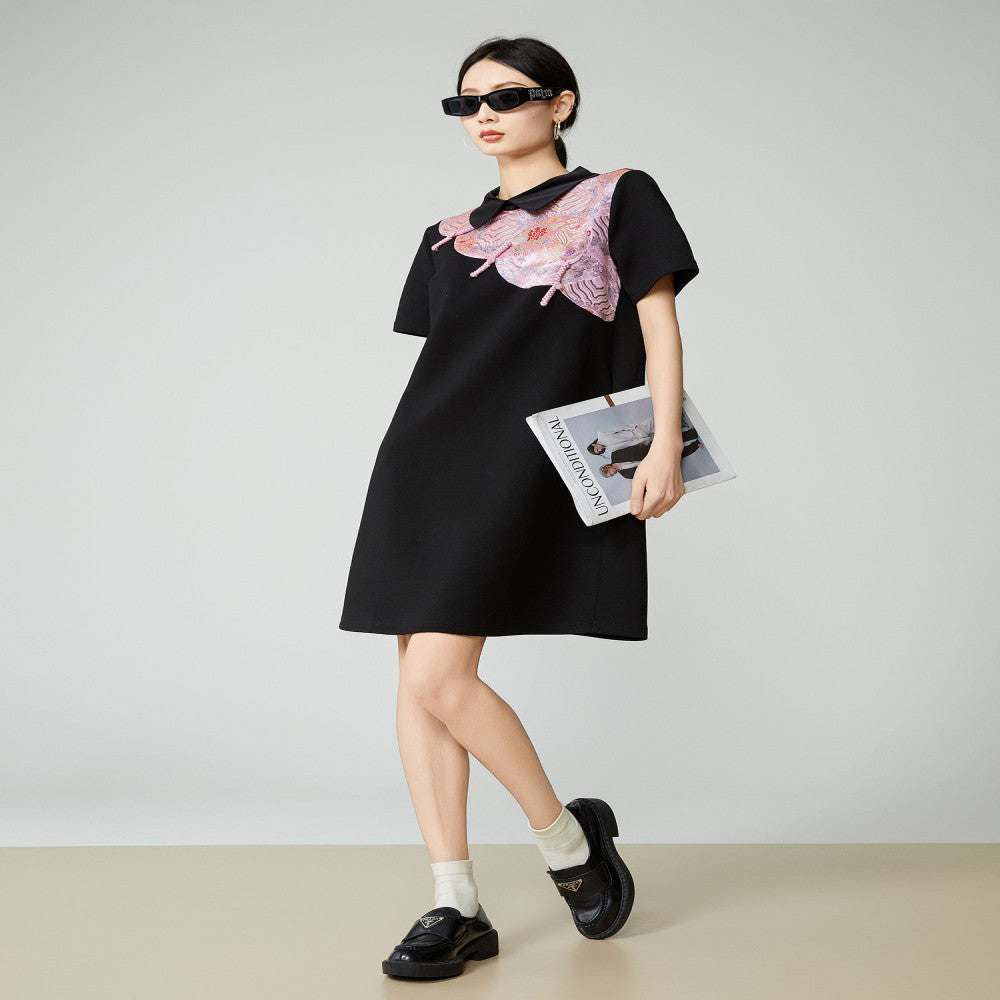 New Chinese style jacquard buckle short sleeved dress for women in spring and summer 2025 new high end Chinese style heavy industry casual dress image 4