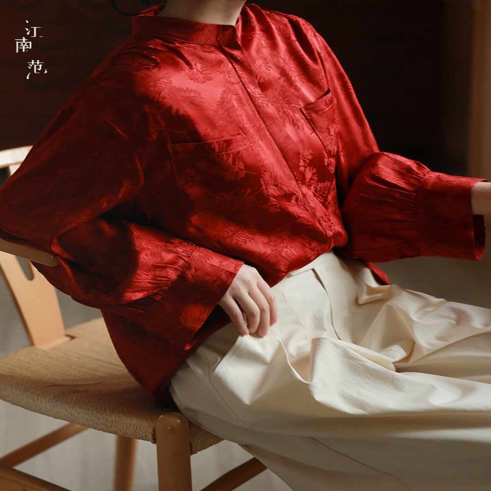 Jiangnan style new red jacquard improved Tang style top 2025 early spring young fashion shirt light Chinese style commuting image 1