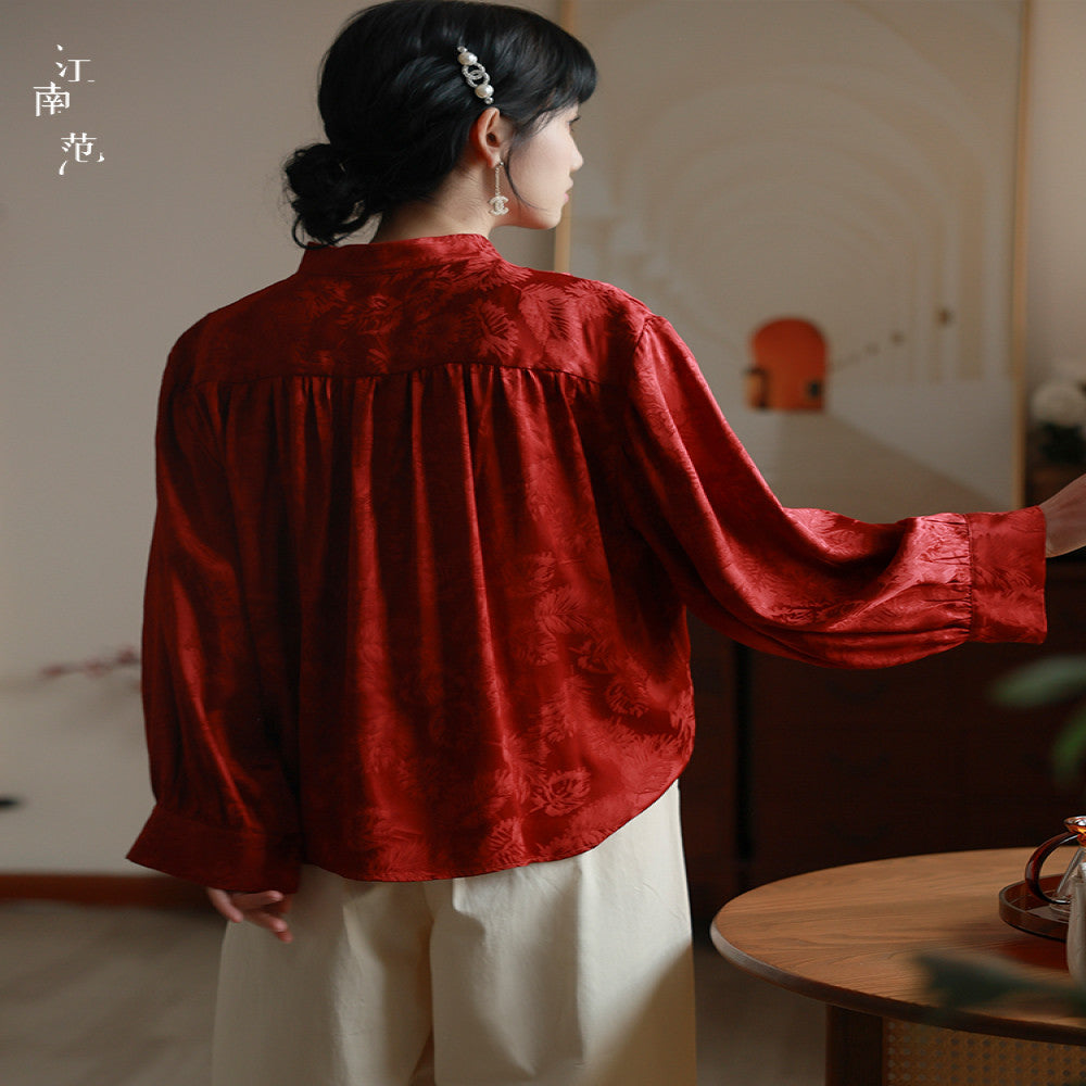 Jiangnan style new red jacquard improved Tang style top 2025 early spring young fashion shirt light Chinese style commuting image 3