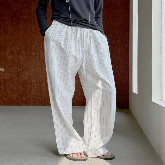 ASAYA4256 | Striped Linen Wide-Leg Pants ✨