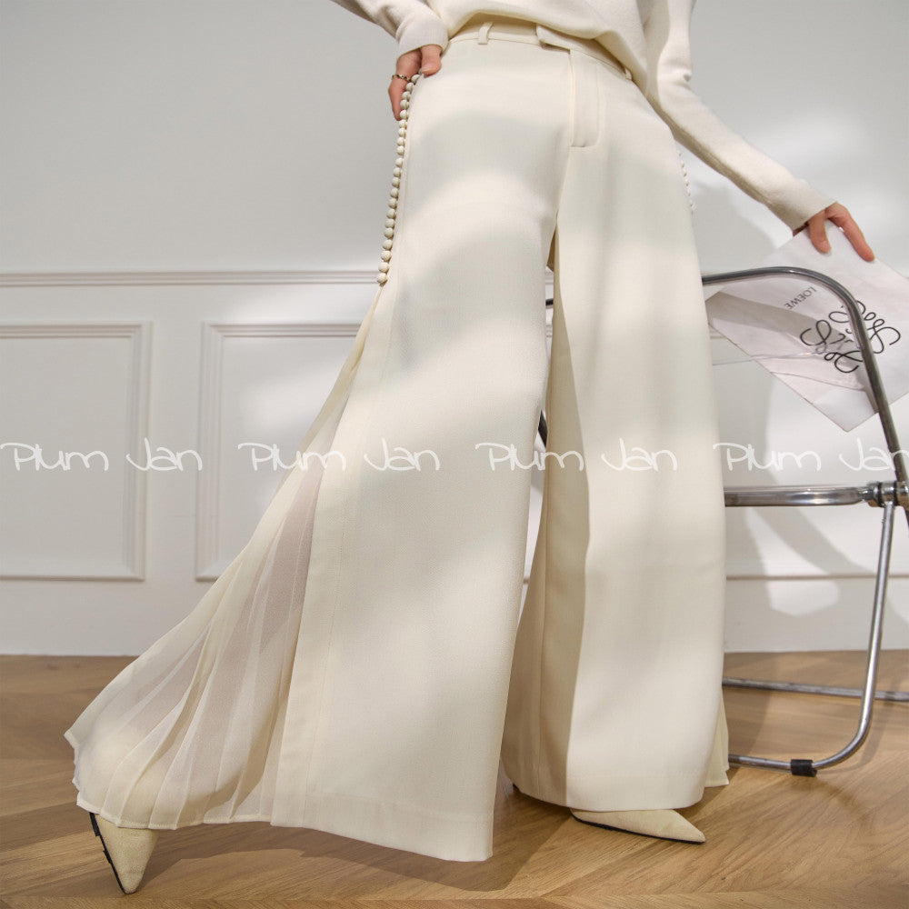 Plum Jan Thin Mesh Loose wutong Pants White New Chinese Style Summer New Wide Leg Pants Women image 2