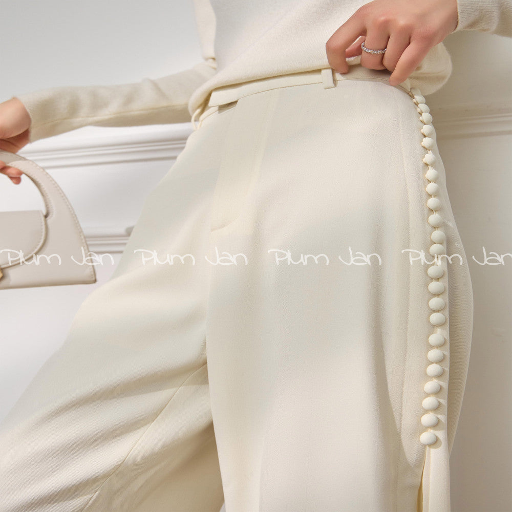 Plum Jan Thin Mesh Loose wutong Pants White New Chinese Style Summer New Wide Leg Pants Women image 4