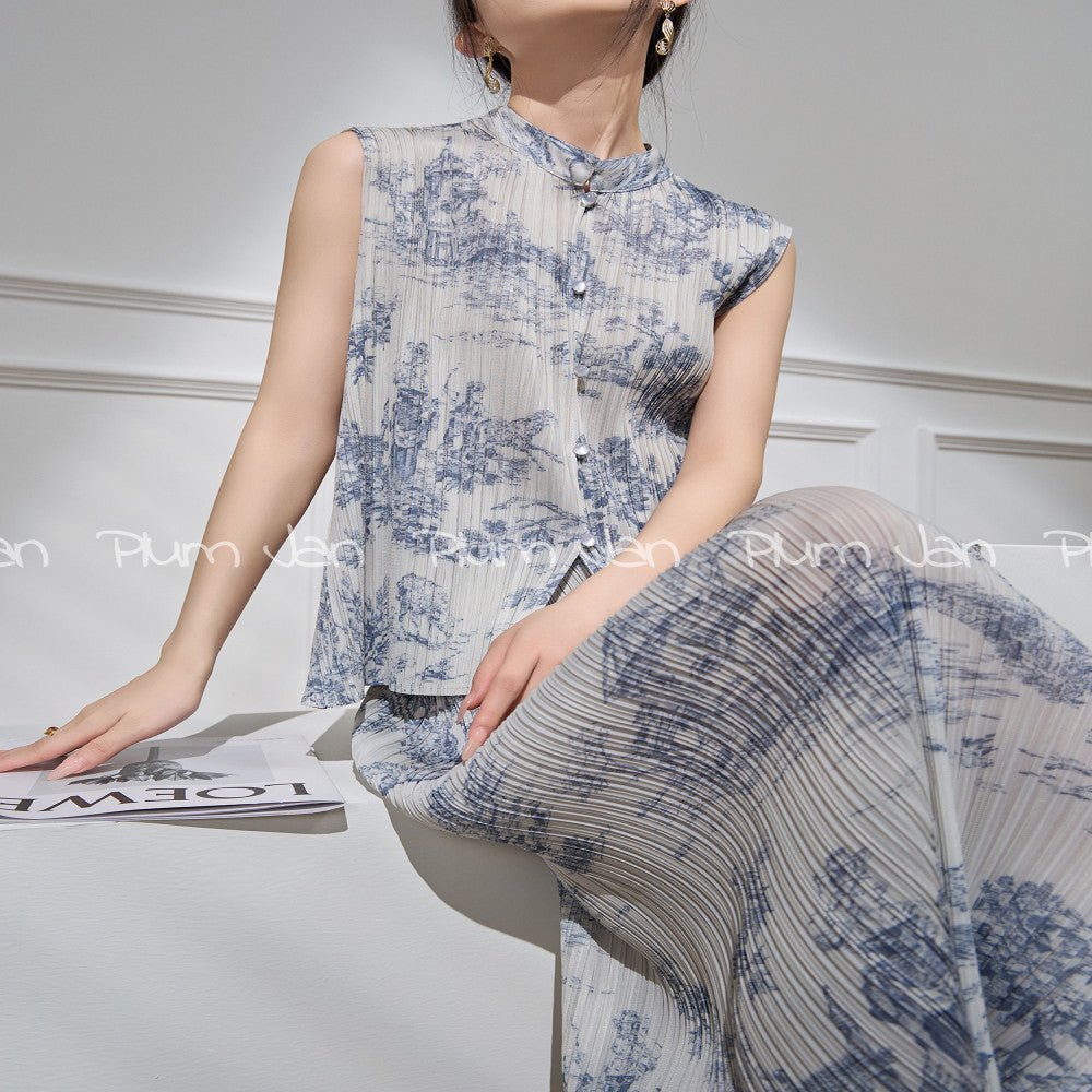 Plum Jan Summer outfit paired with a complete set of light cooked Chinese women s clothing set 2025 new Chinese style two piece set image 12