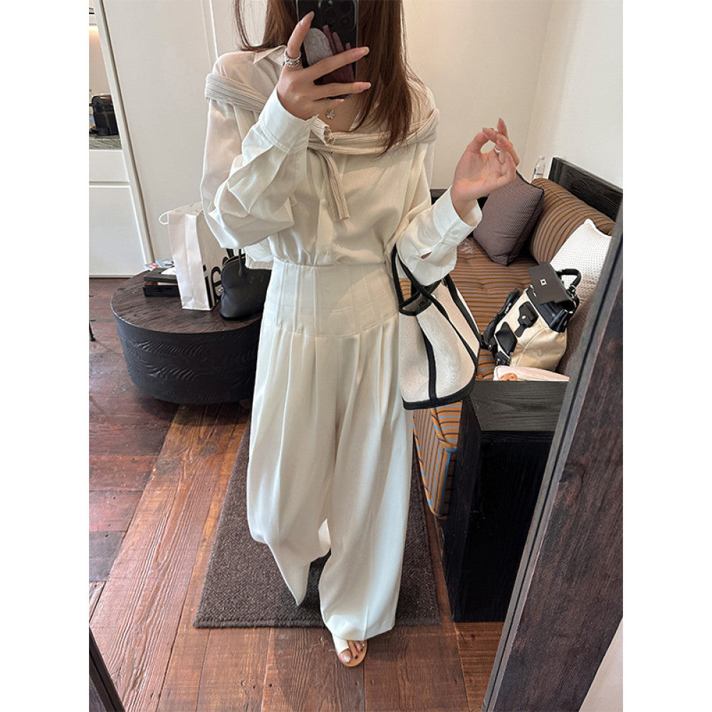 ADA MISS Drop Anti Wrinkle Straightening Fishbone Shaped Waist Casual Pants with Wide Legs and High Waist for Women s Autumn New Style image 18