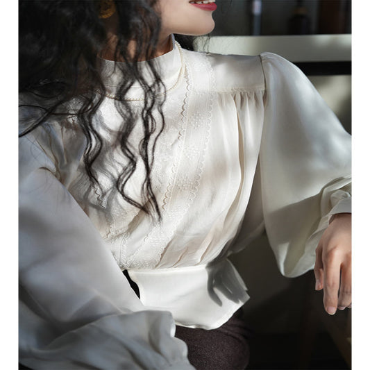 ASAYA4242 ✨ Edwardian Elegance High Collar Lace Blouse ✨