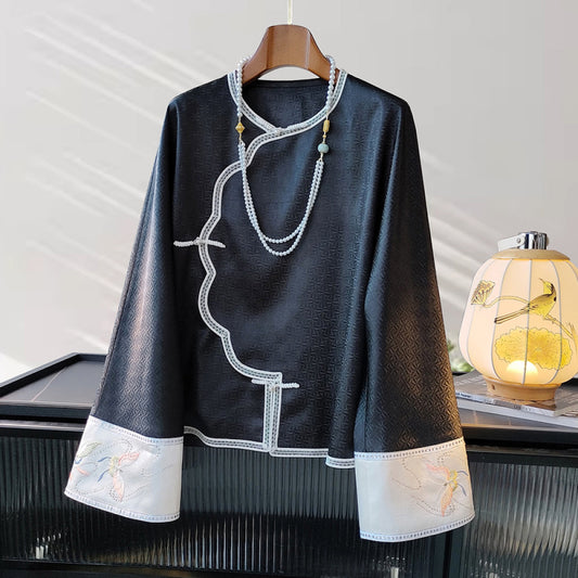 ASAYA4240 🔸 Retro Embroidered Han-Style Blouse ✨👚