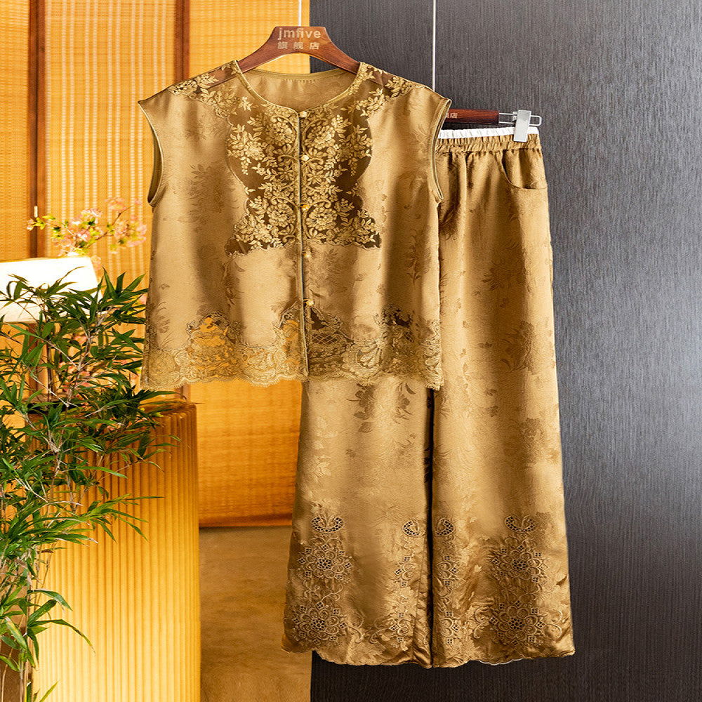 New Chinese style retro white vest pants two piece set 2025 summer new style age reducing chic suit for women image 2