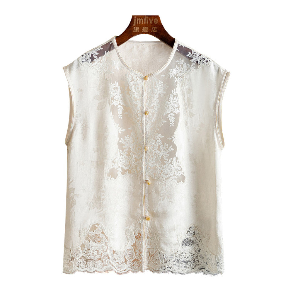 New Chinese style retro white vest pants two piece set 2025 summer new style age reducing chic suit for women image 7