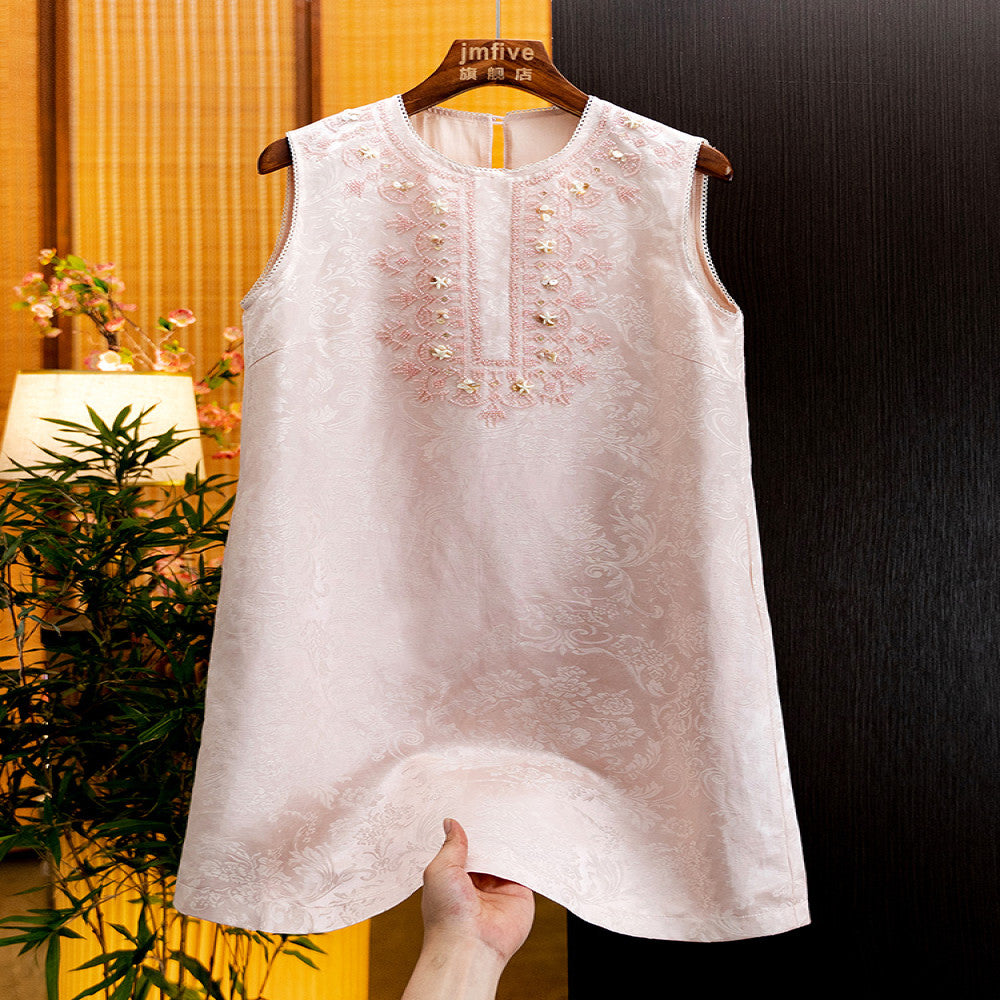 New Chinese style mulberry silk linen simple casual dress for women in summer 2025 fashionable and elegant round neck vest skirt image 3