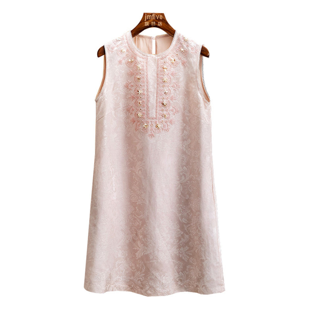 New Chinese style mulberry silk linen simple casual dress for women in summer 2025 fashionable and elegant round neck vest skirt image 17