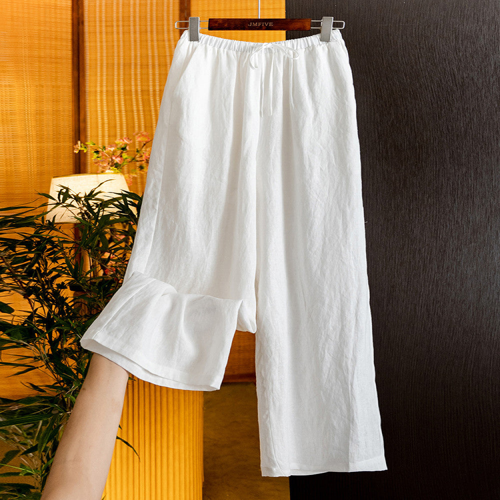 French fashion linen western style set for women in summer 2025 new high end sleeveless top wide leg pants two piece set for women image 4