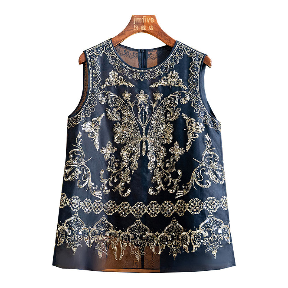 New Chinese style mulberry silk anti aging temperament butterfly vest 2025 summer new product silk western style fashion shoulder image 26