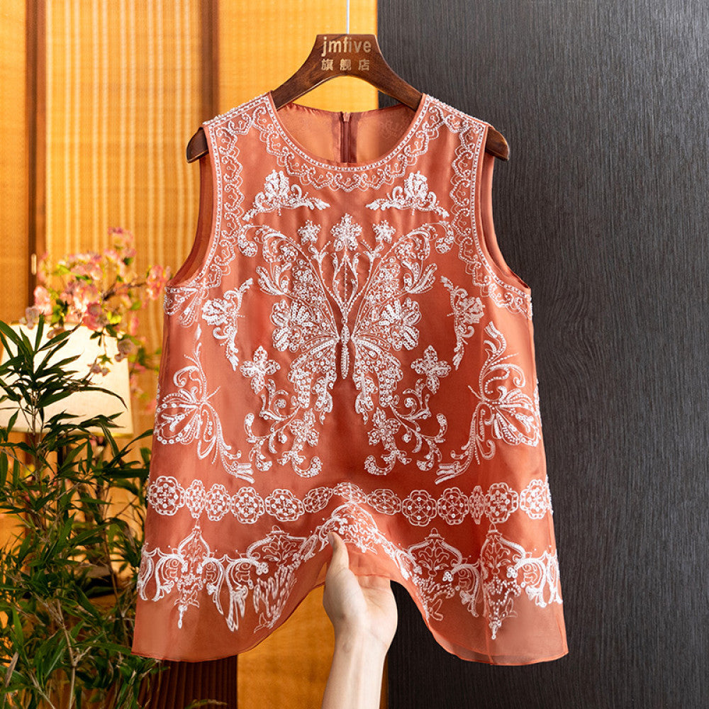New Chinese style mulberry silk anti aging temperament butterfly vest 2025 summer new product silk western style fashion shoulder image 37