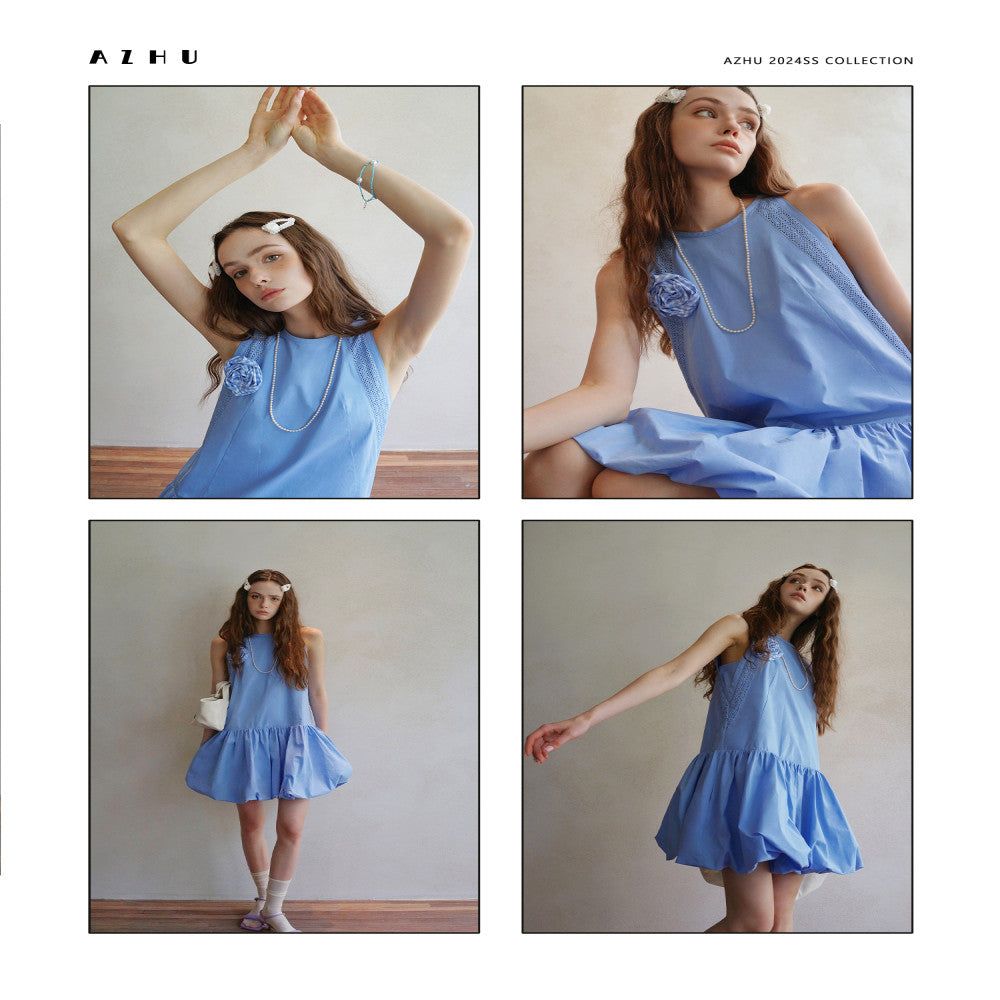 AZHU AJU 2024 new floral bud dress summer vest skirt image 3