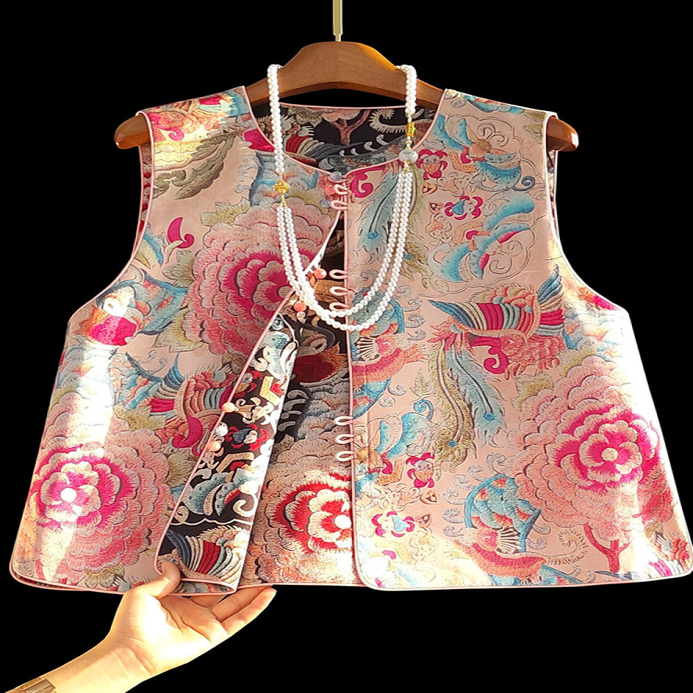 China Chic new Chinese style double sided printed vest 2025 early spring new super beautiful national style coat image 1